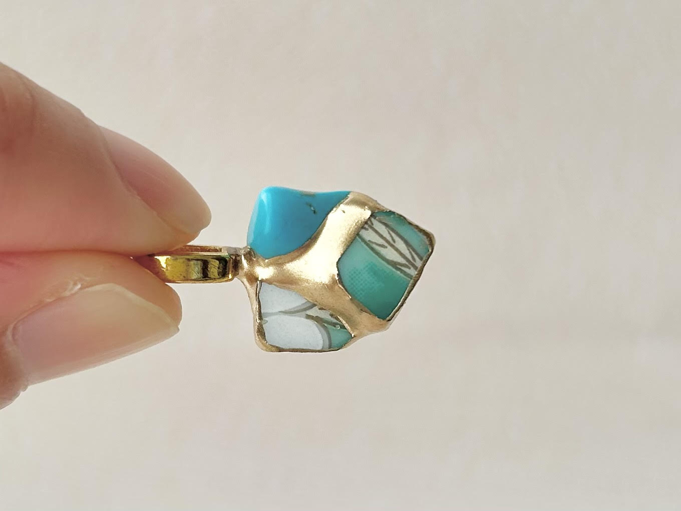 Sea Drifted Porcelain Kintsugi Ring one-size-fits-all
