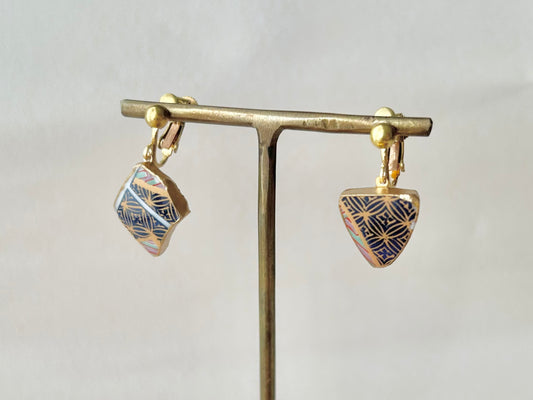 有田焼 金継ぎ ネジバネ式イヤリング 和柄 揺れる 伝統工芸 #314