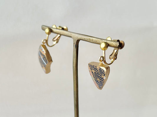 有田焼 金継ぎ ネジバネ式イヤリング 和柄 揺れる 伝統工芸 #314