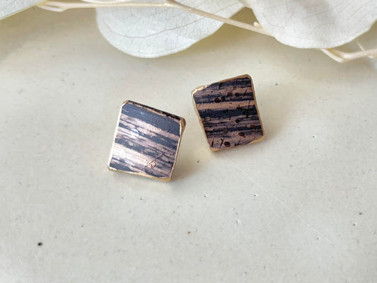 有田焼 金継ぎ サージカルステンレスピアス 濃い茶色 ゴールド 伝統工芸 #346