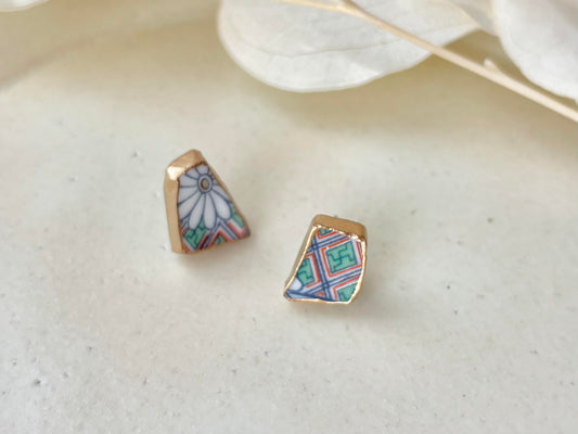 有田焼 金継ぎ サージカルステンレスピアス 花柄 和柄 伝統工芸 #374