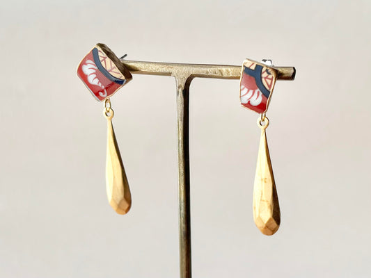 有田焼 金継ぎ サージカルステンレスピアス 和柄 ゴールド 揺れる 伝統工芸 #379