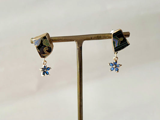 有田焼 金継ぎ サージカルステンレスピアス 黒 和柄 揺れる 伝統工芸 #392