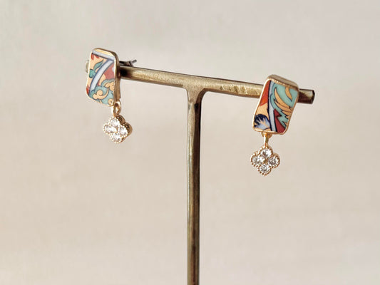 有田焼 金継ぎ サージカルステンレスピアス リーフ柄 和柄 揺れる 伝統工芸 #415