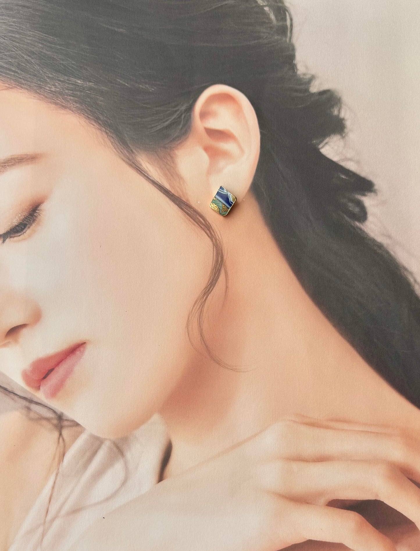 有田焼 金継ぎ サージカルステンレスピアス リーフ柄 和柄 伝統工芸 #536