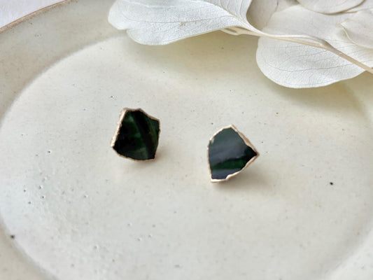 【金具が選べる】織部焼 金継ぎ ピアス イヤリング 深い緑 伝統工芸 #558