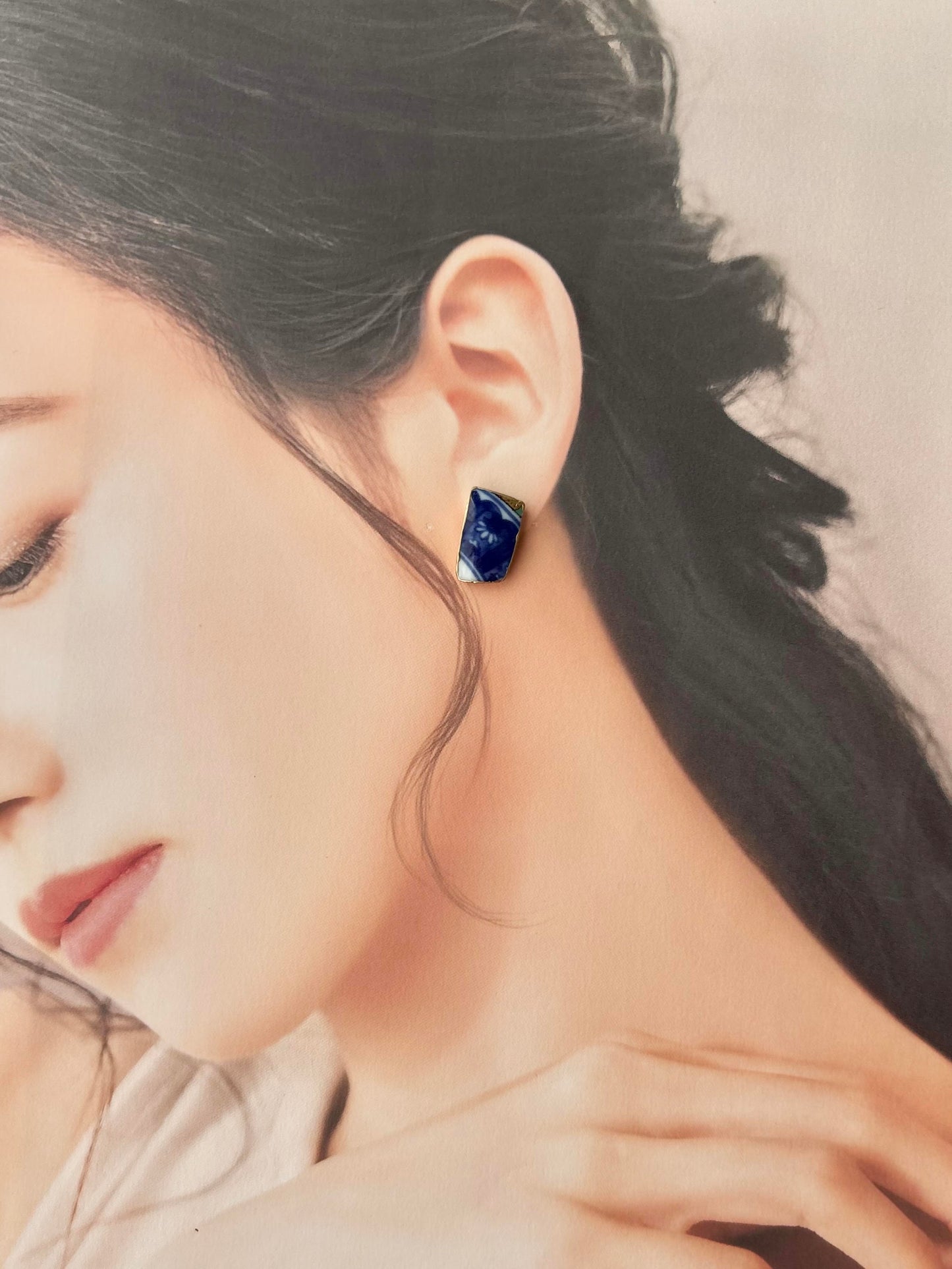 有田焼 金継ぎ サージカルステンレスピアス 花柄 和柄 伝統工芸 #588