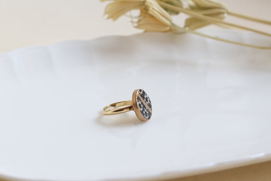 Made to Order Karatsu Ware Mishima Komon Shirahana Kiln Kintsugi Ring Free Size