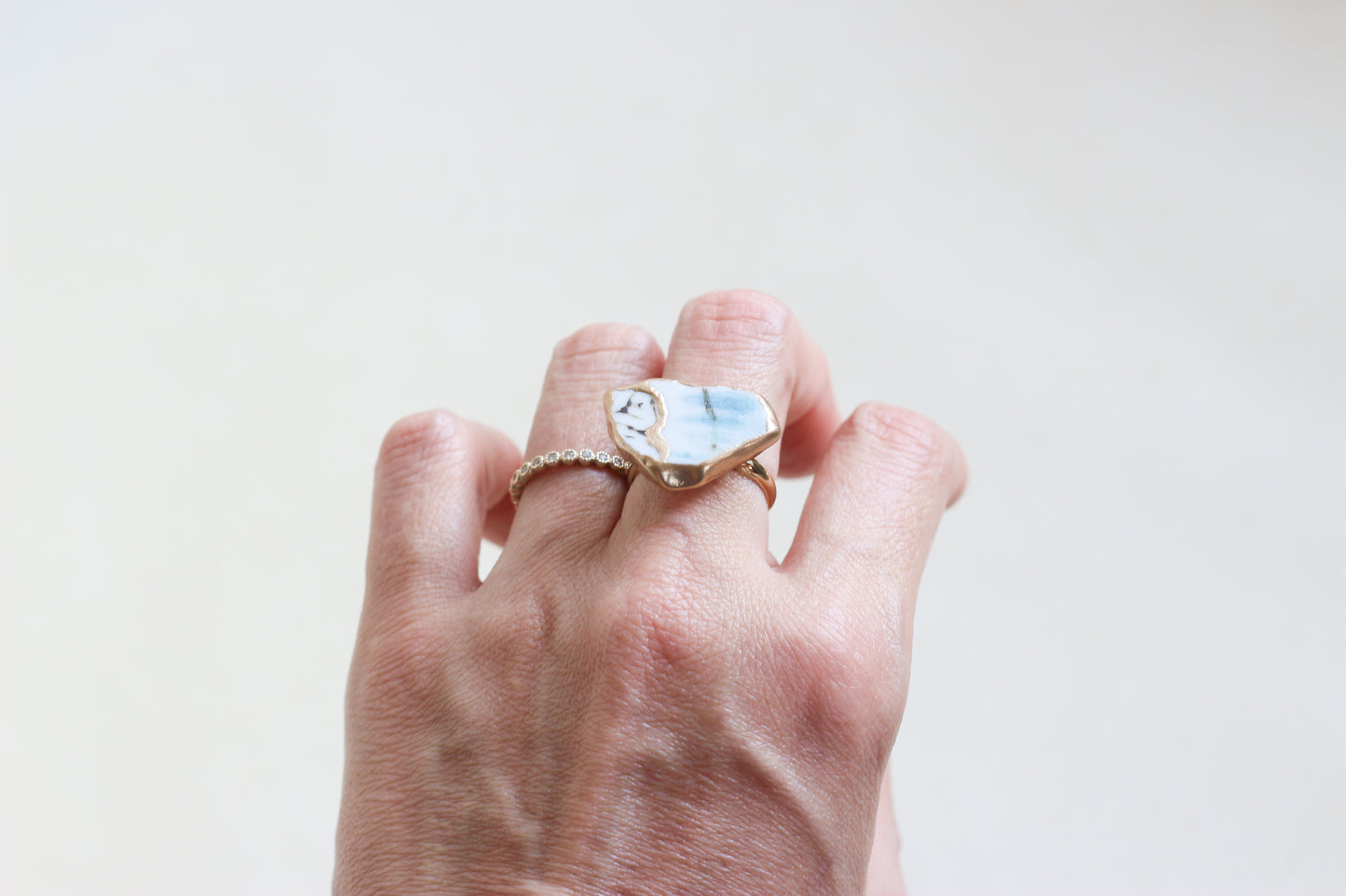 Sea Drifted Porcelain Kintsugi Ring one-size-fits-all
