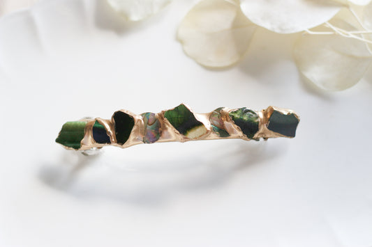 Arita ware / Karatsu ware - Kintsugi Barrette - Pink - Morganite - Natural Stone - Traditional Crafts - Hair Clip - Large - a27