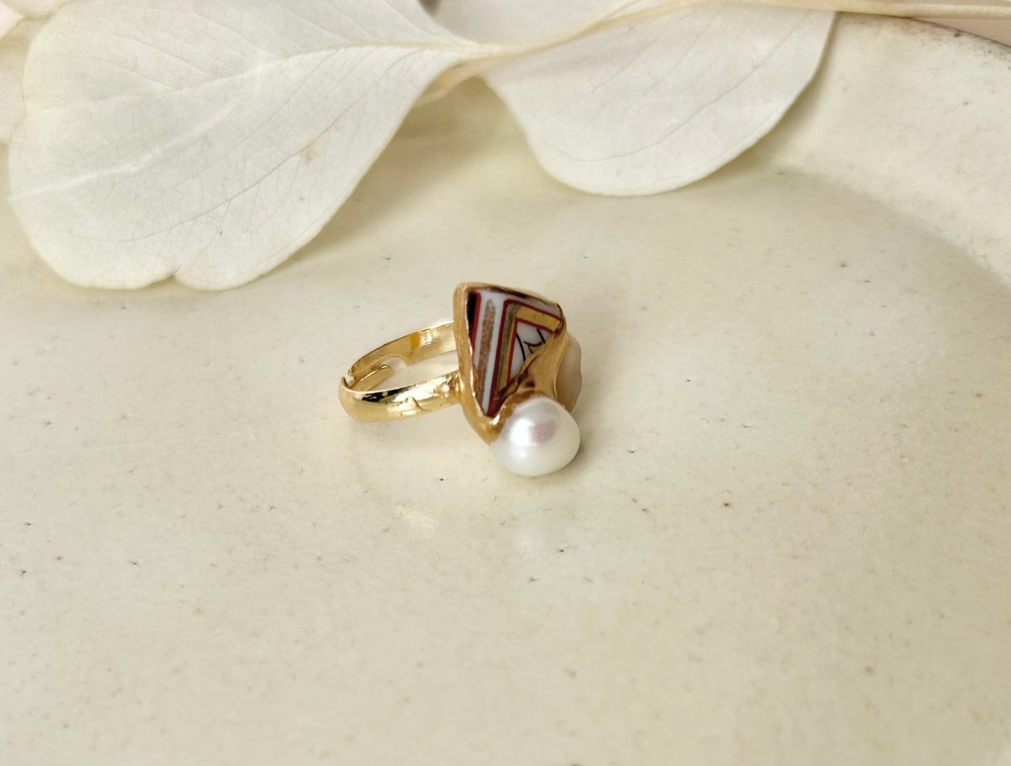 Sea Drifted Porcelain Kintsugi Ring one-size-fits-all