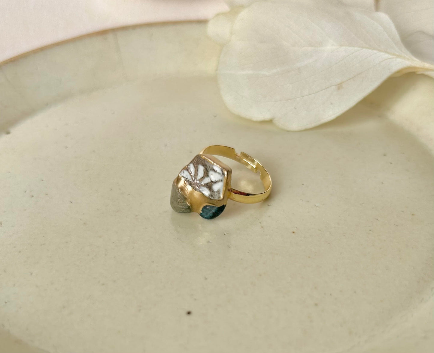 Sea Drifted Porcelain Kintsugi Ring one-size-fits-all