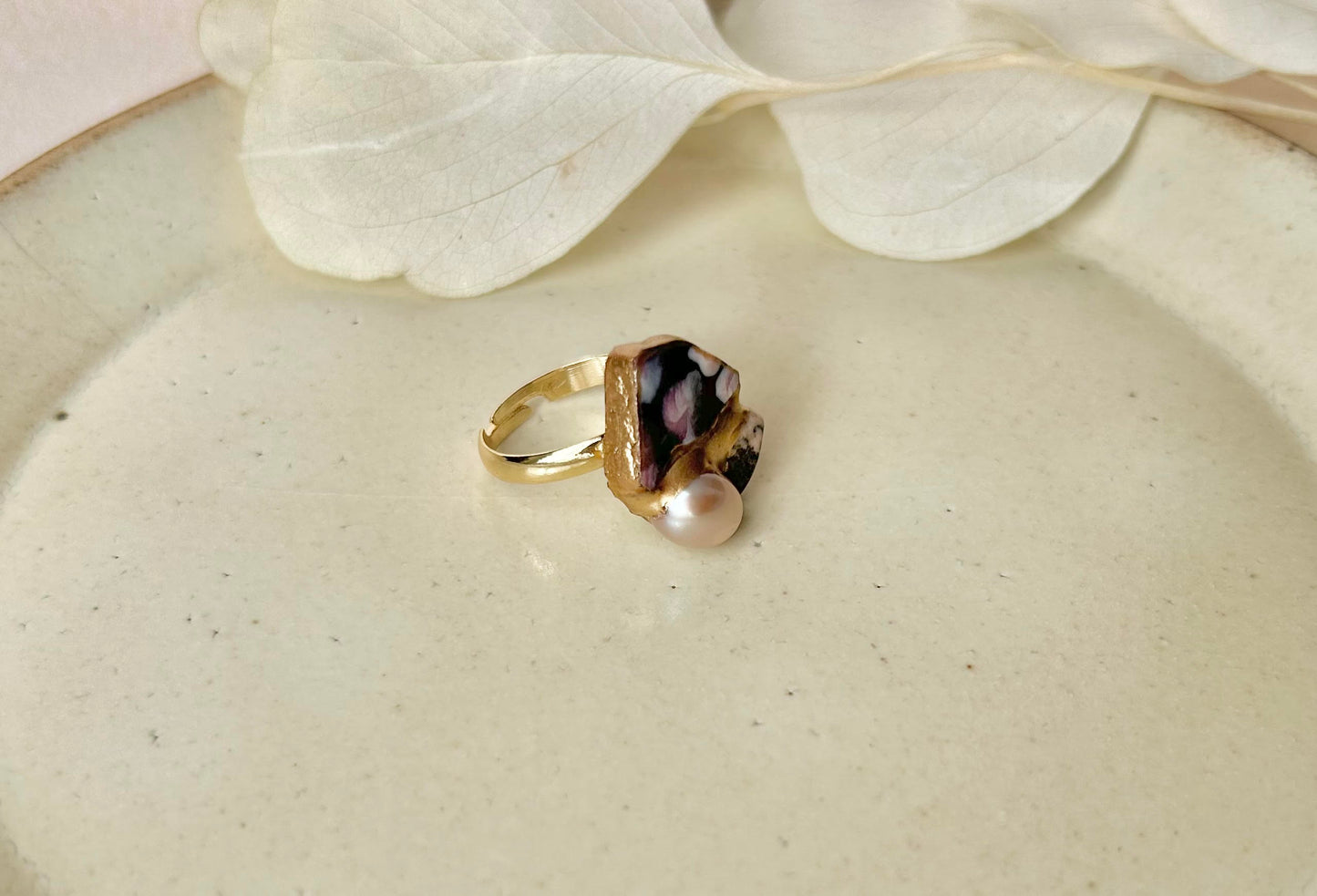 Sea Drifted Porcelain Kintsugi Ring one-size-fits-all