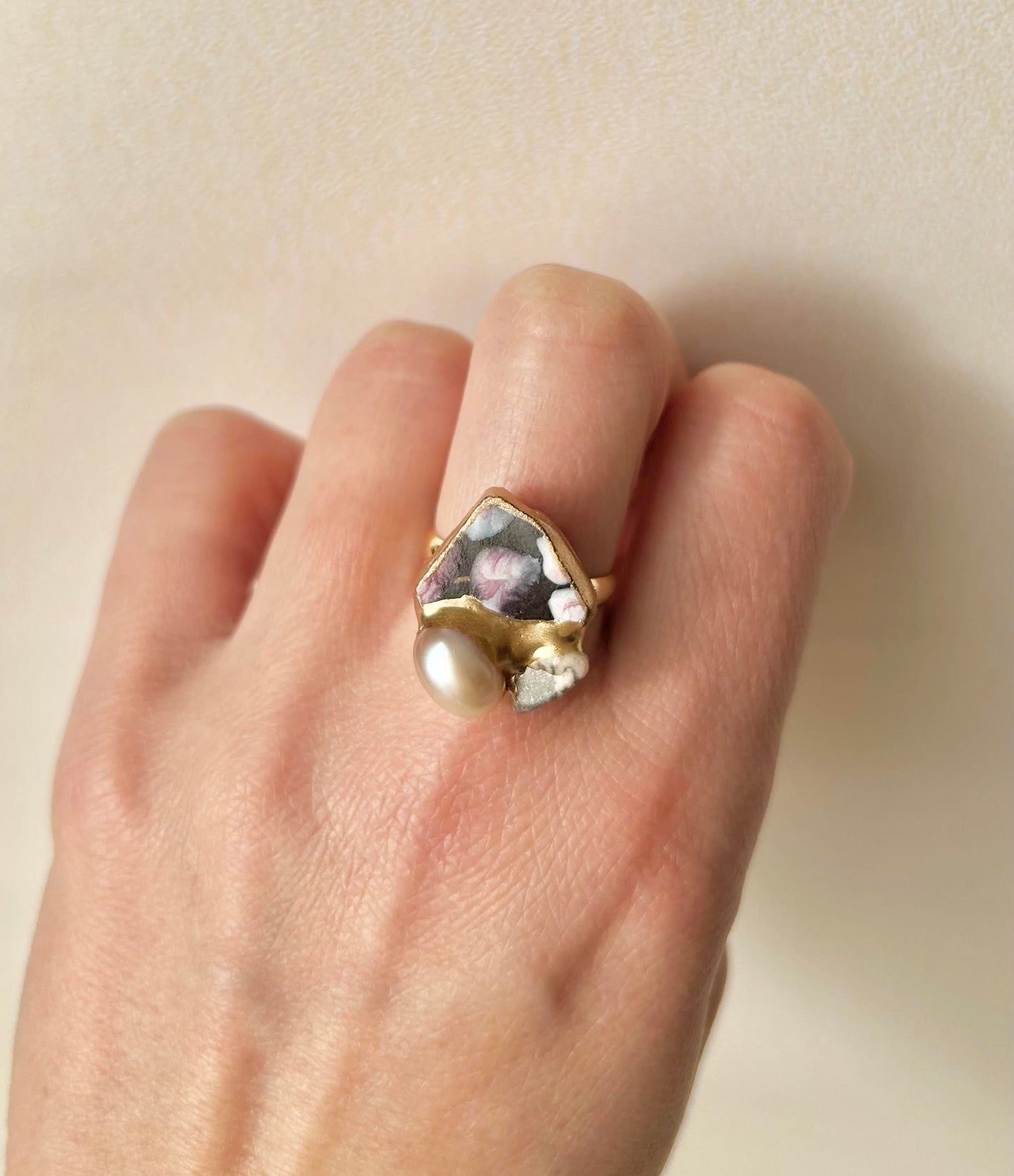 Sea Drifted Porcelain Kintsugi Ring one-size-fits-all
