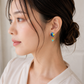 【Premium Series】 京・清水焼  金継ぎ サージカルステンレスピアス ターコイズ ＃a42
