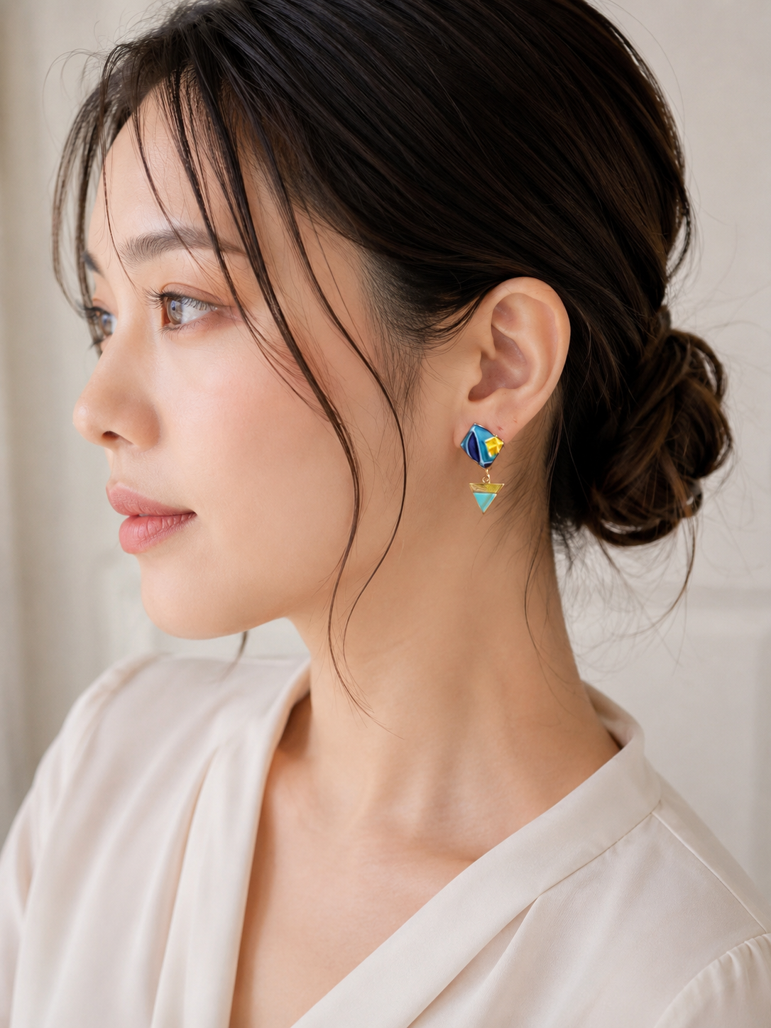 【Premium Series】 京・清水焼  金継ぎ サージカルステンレスピアス ターコイズ ＃a42