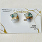 Imari Ware Kintsugi Titanium Earrings Gold Carnelian