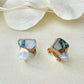 Imari Ware Kintsugi Titanium Earrings Gold Carnelian