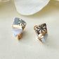 Imari Ware Kintsugi Titanium Earrings Gold Carnelian