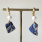 Imari Ware Kintsugi Titanium Earrings Gold Carnelian
