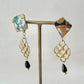 Imari Ware Kintsugi Titanium Earrings Gold Carnelian