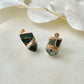 Imari Ware Kintsugi Titanium Earrings Gold Carnelian