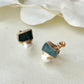 Imari Ware Kintsugi Titanium Earrings Gold Carnelian