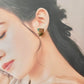 Imari Ware Kintsugi Titanium Earrings Gold Carnelian
