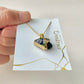 有田焼　金継ぎ　ネックレス　サージカルステンレスチェーン　アレルギー対応　18K　リーフ柄　アパタイト　プレナイト　天然石　伝統工芸　＃308