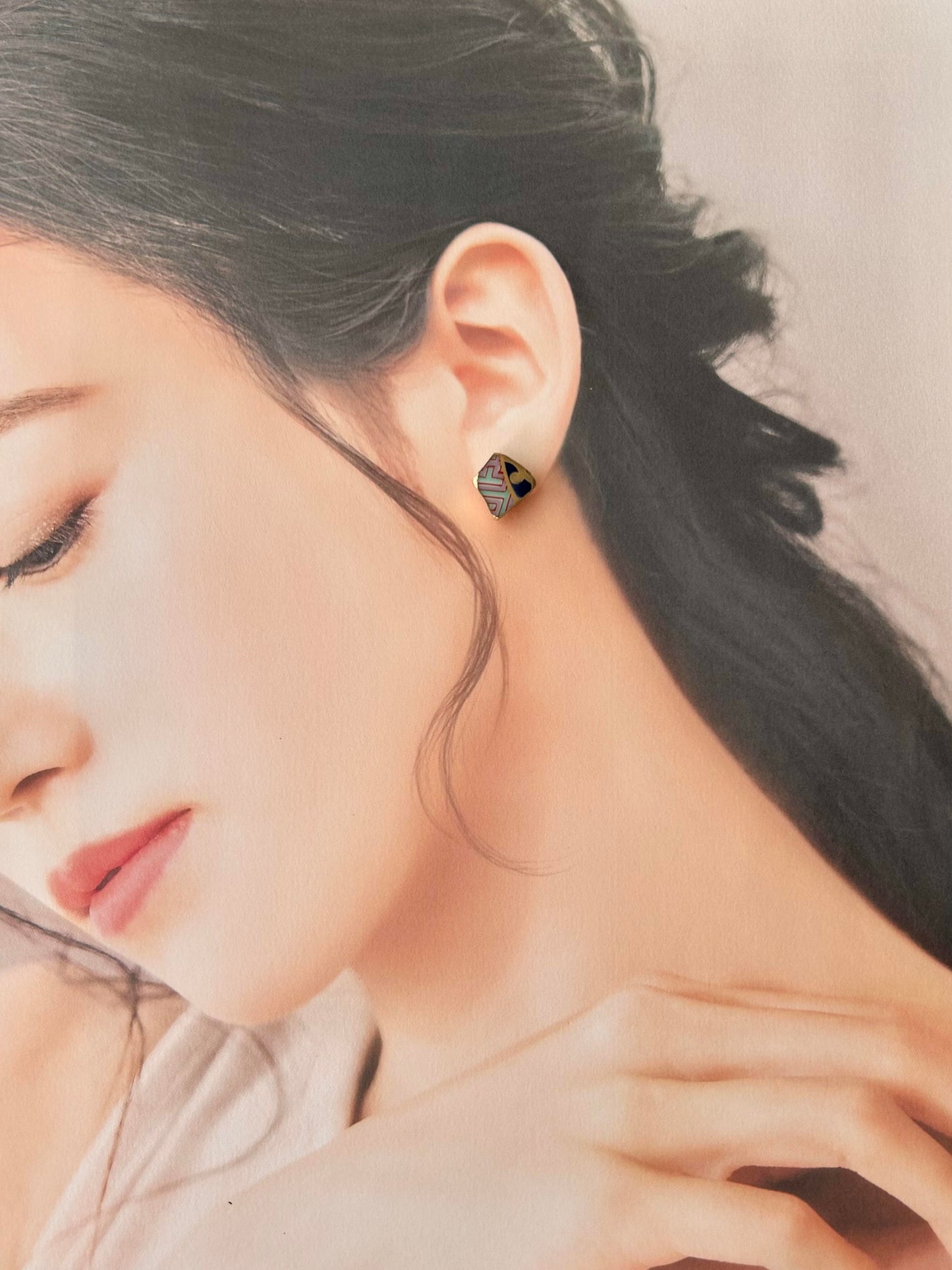 有田焼 　金継ぎ　サージカルステンレスピアス　和柄　 伝統工芸　＃319