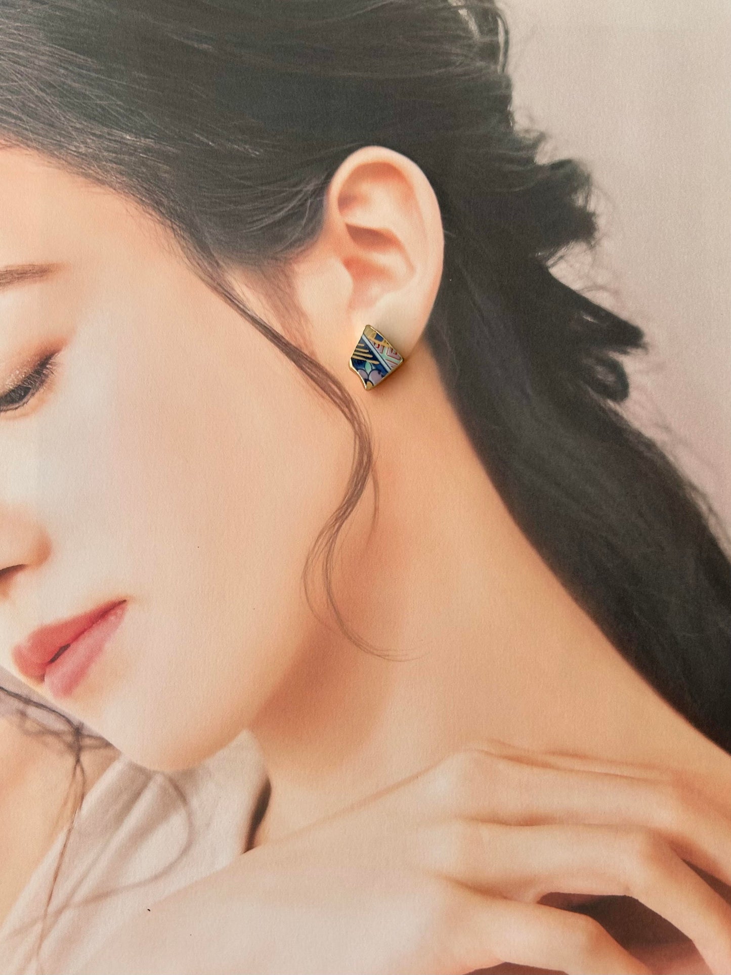 有田焼 　金継ぎ　サージカルステンレスピアス　和柄　 伝統工芸　＃319