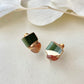 Imari Ware Kintsugi Titanium Earrings Gold Carnelian
