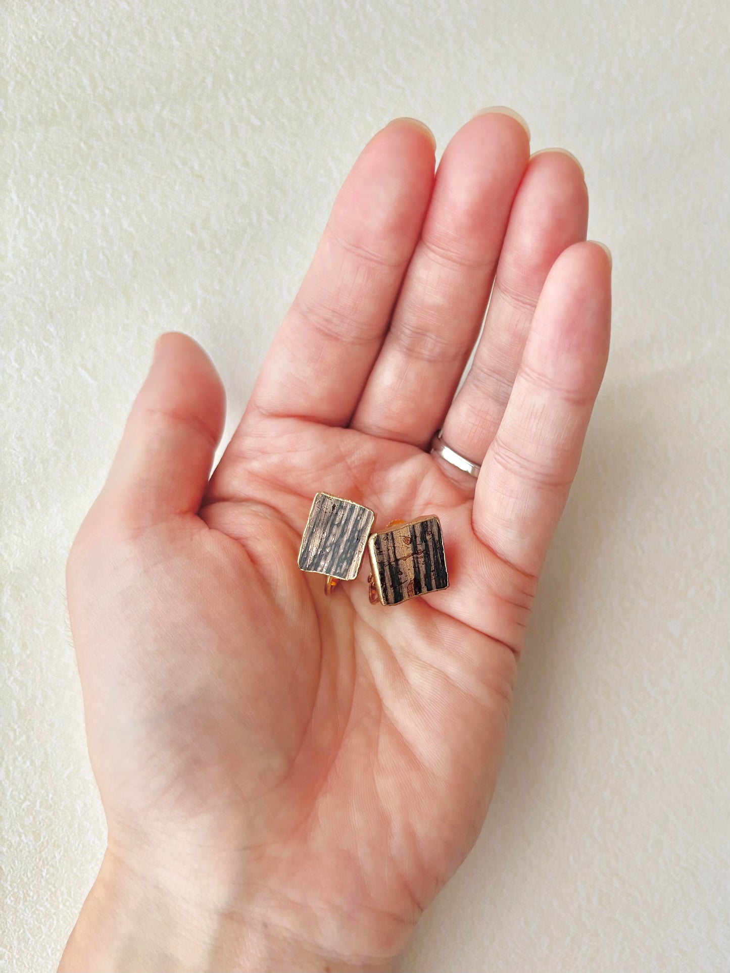 Imari Ware Kintsugi Titanium Earrings Gold Carnelian