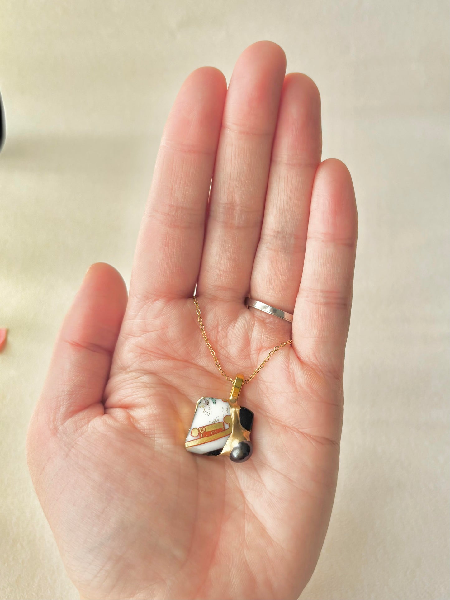 Sea Drifted Porcelain Kintsugi Ring one-size-fits-all 