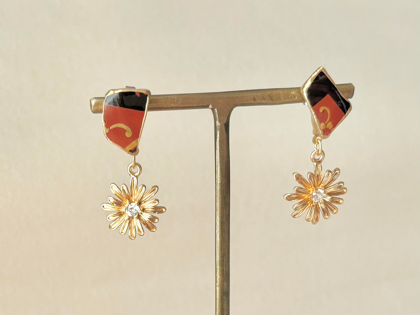 有田焼 　金継ぎ　サージカルステンレスピアス　和柄　揺れる　伝統工芸　＃419