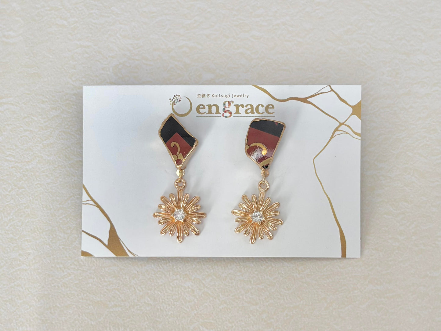 有田焼 　金継ぎ　サージカルステンレスピアス　和柄　揺れる　伝統工芸　＃419