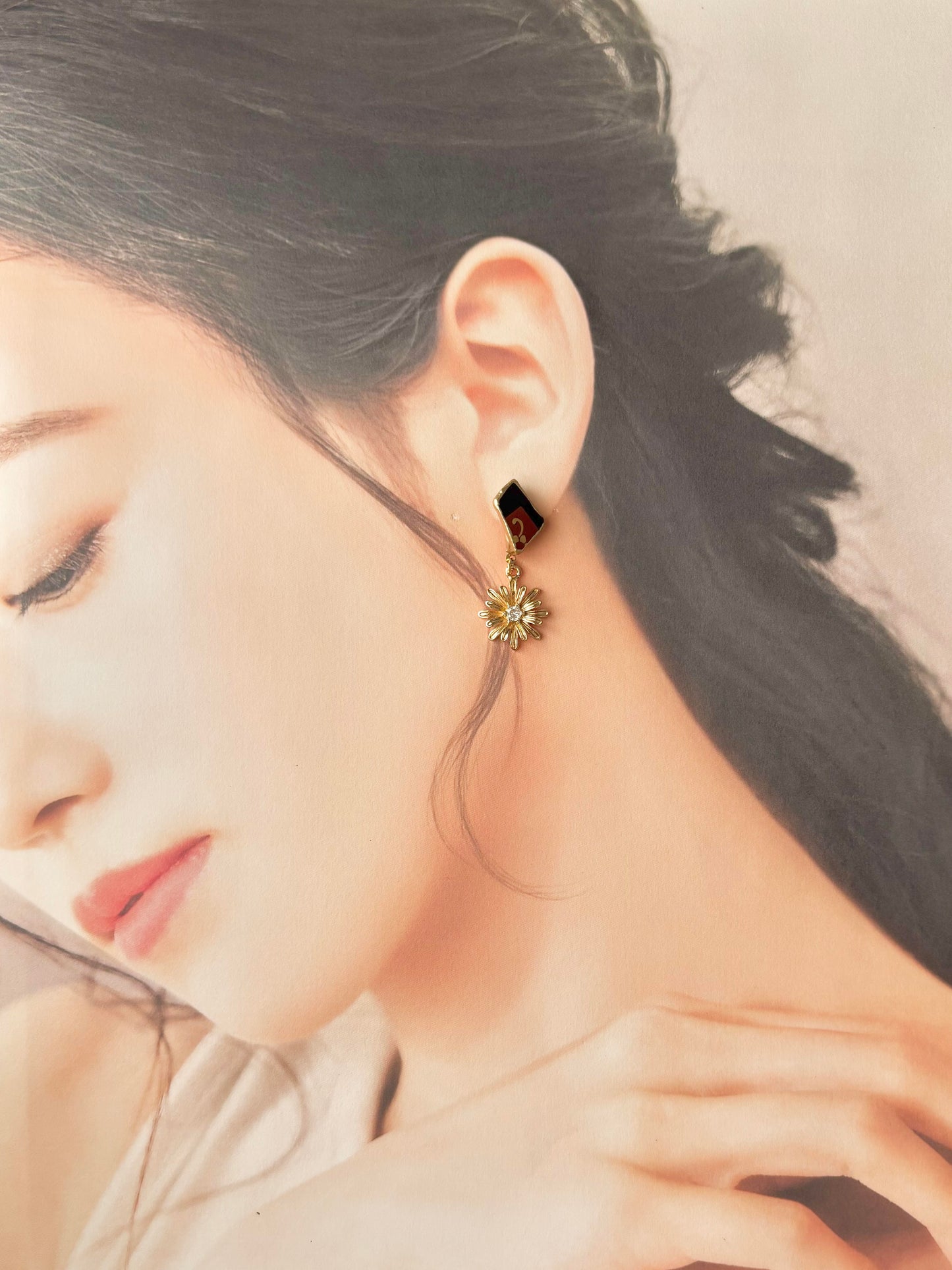 有田焼 　金継ぎ　サージカルステンレスピアス　和柄　揺れる　伝統工芸　＃419