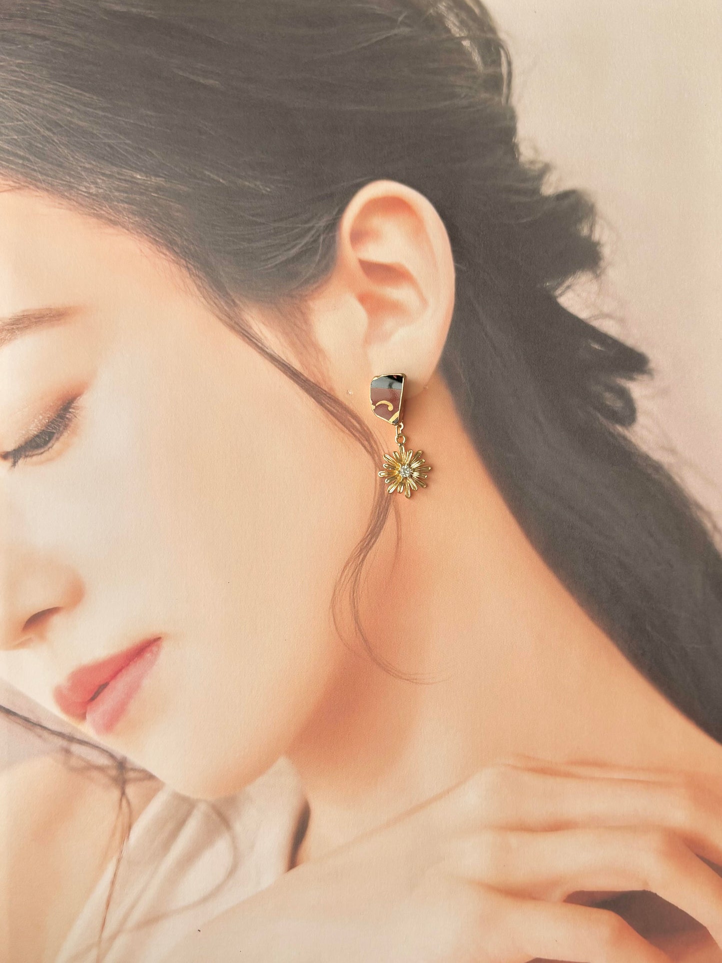 有田焼 　金継ぎ　サージカルステンレスピアス　和柄　揺れる　伝統工芸　＃419