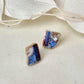【金具が選べる】古伊万里　金継ぎ　ピアス　イヤリング　青色　花柄　和柄　伝統工芸　＃427