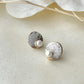 【金具が選べる】唐津焼　白華窯　金継ぎ　ピアス　イヤリング　グレー　ゴールド　淡水パール　伝統工芸　＃428