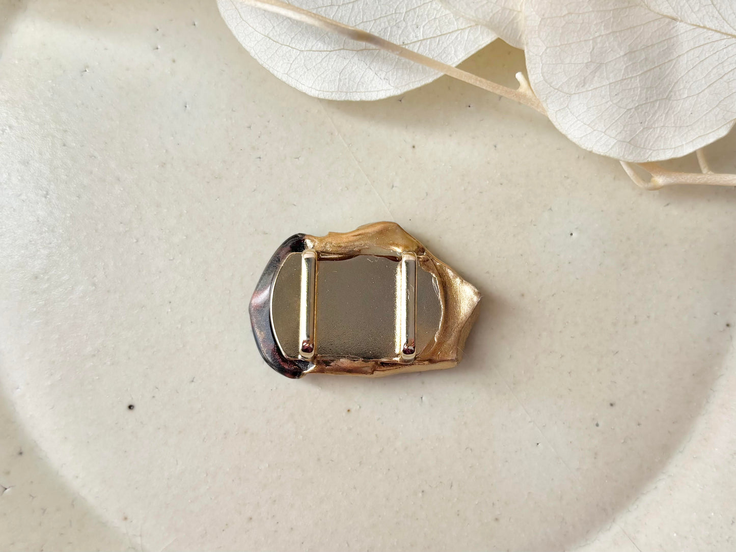 有田焼　金継ぎ　帯留　和柄　オリエンタル　十勝石　天然石　伝統工芸　＃450