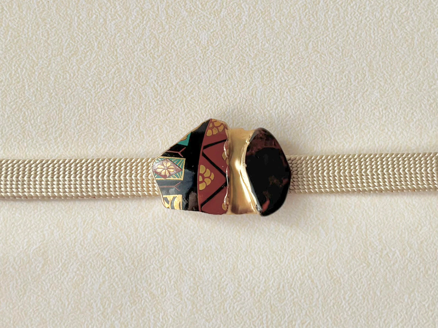 有田焼　金継ぎ　帯留　和柄　オリエンタル　十勝石　天然石　伝統工芸　＃450