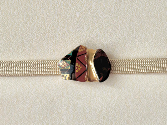 有田焼　金継ぎ　帯留　和柄　オリエンタル　十勝石　天然石　伝統工芸　＃450