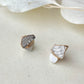 【金具が選べる】京焼　金継ぎ　ピアス　イヤリング　グレー　ムーンストーン　天然石　伝統工芸　＃466
