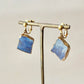 萩焼　金継ぎ　ネジバネ式イヤリング　青色　揺れる　 伝統工芸　＃489