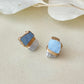 萩焼　金継ぎ　サージカルステンレスピアス　水色　ブルーレースアゲート　天然石　 伝統工芸　＃496
