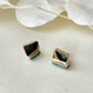 有田焼 　金継ぎ　サージカルステンレスピアス　リーフ柄　黒　マラカイト　天然石　伝統工芸　＃504