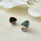 織部焼　金継ぎ　サージカルステンレスピアス　緑　フローライト　天然石　伝統工芸　＃505