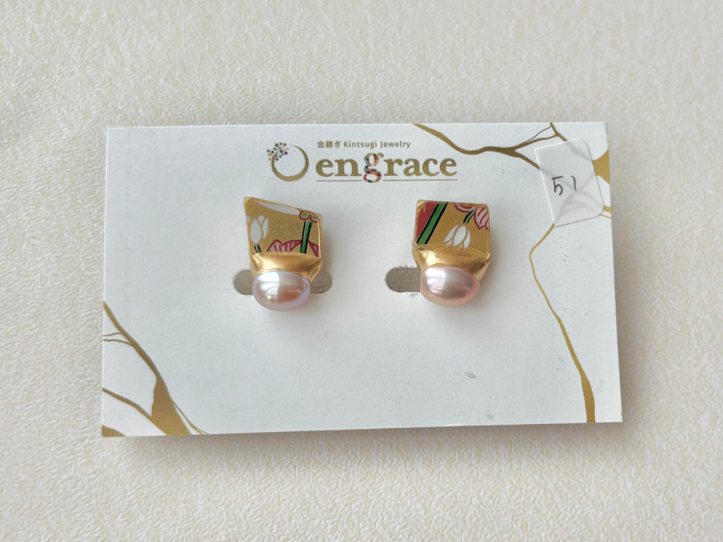 伊万里烧 Kintsugi 钛耳环 金红玉髓