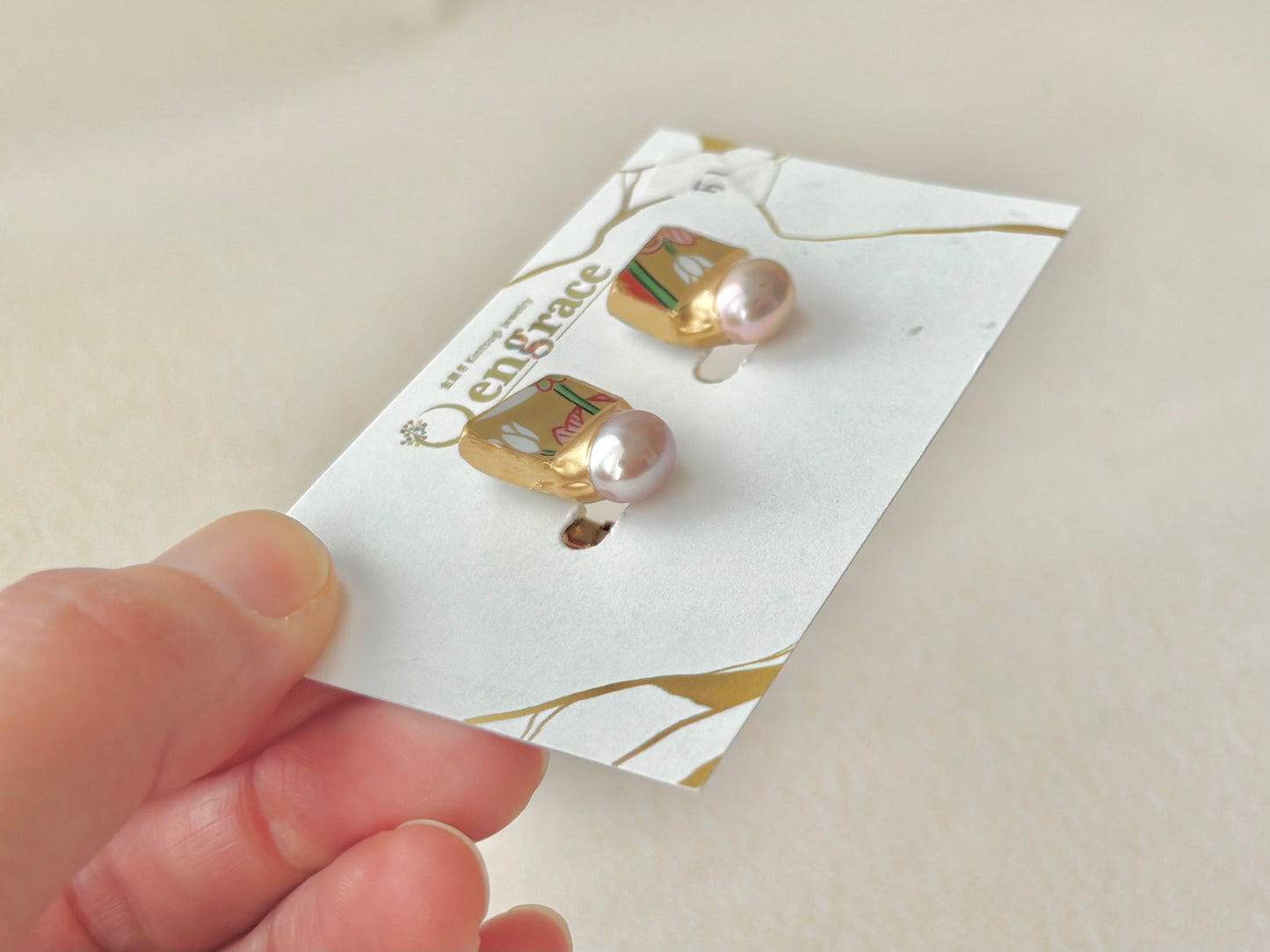 伊万里烧 Kintsugi 钛耳环 金红玉髓